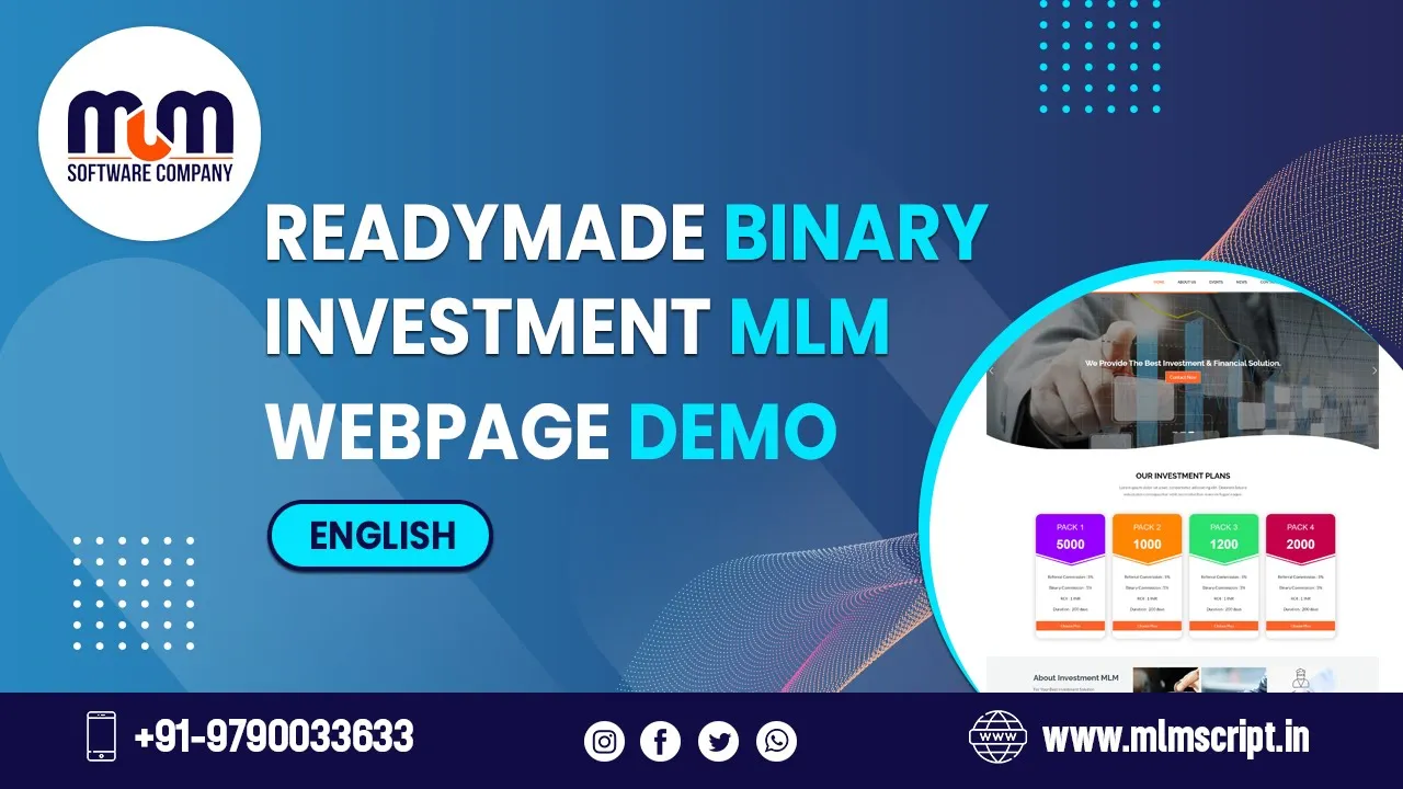 Readymade Binary Investment MLM Software Webpage demo