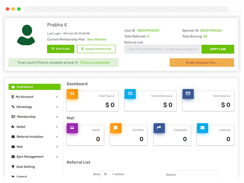 Single Board MLM Software demo1