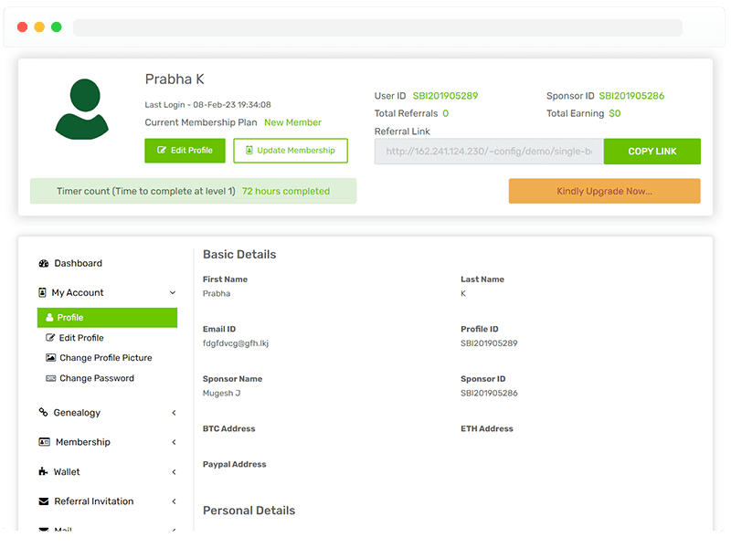 Single Board MLM Software demo2